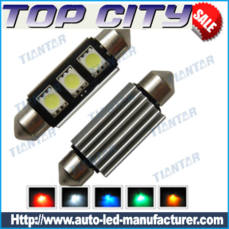 Topcity Euro Error Free 3-SMD-5050 1.50 36mm-42mm 6411 6418 C5W LED Bulbs w/ Built-in Load Resistors For European Cars - Canbus LED